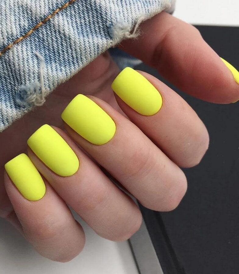 Neon Yellow Matte nails