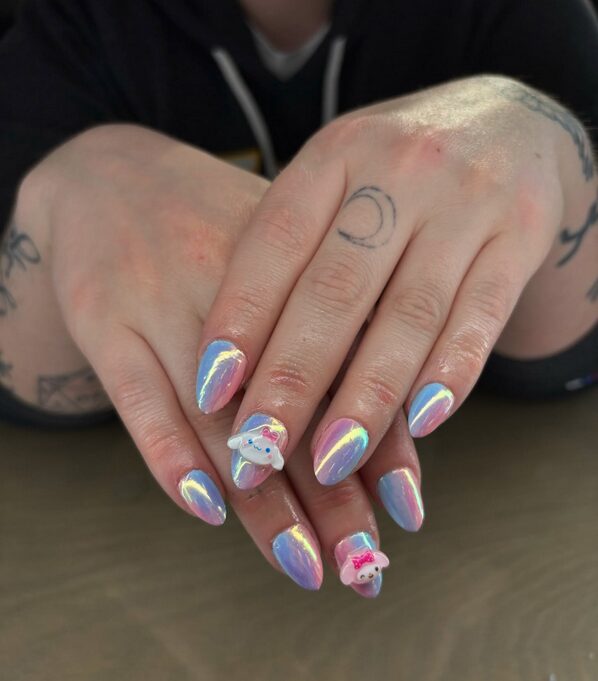 cotton candy nails in chrome