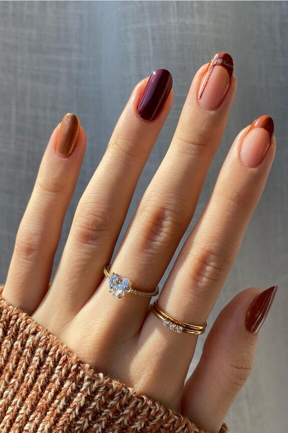 plaid pattern fall nail art