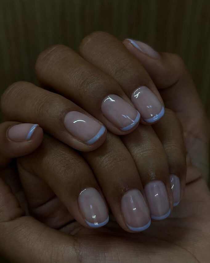 frosted french tips manicure