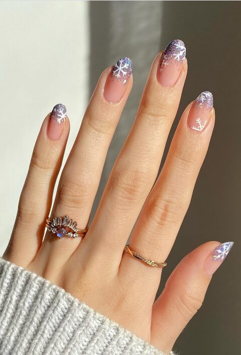 Frosty lavender nails with glossy finish