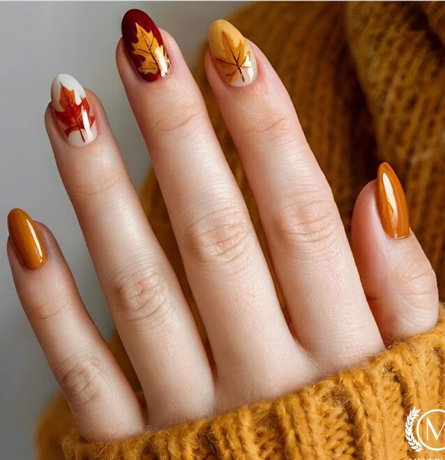 Mustard Leaf Art nails