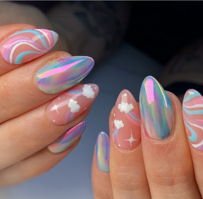 pastel freestyle nail art