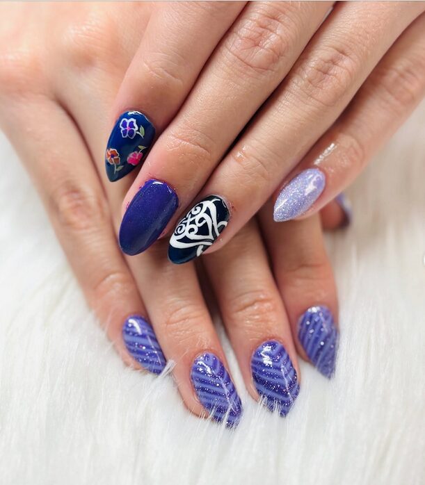 Purple twilight nails with dark gothic aesthetic