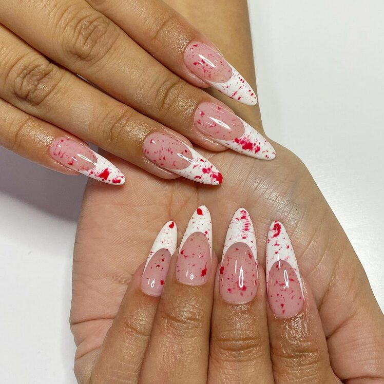 Bloody splatter French Tip nails