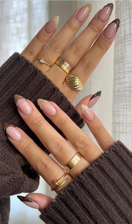 warm neutral brown fall manicure