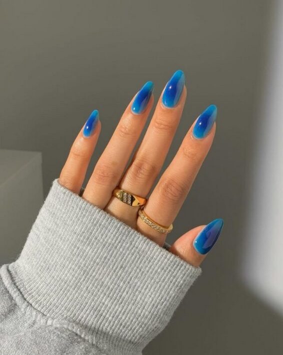 blue aura nails