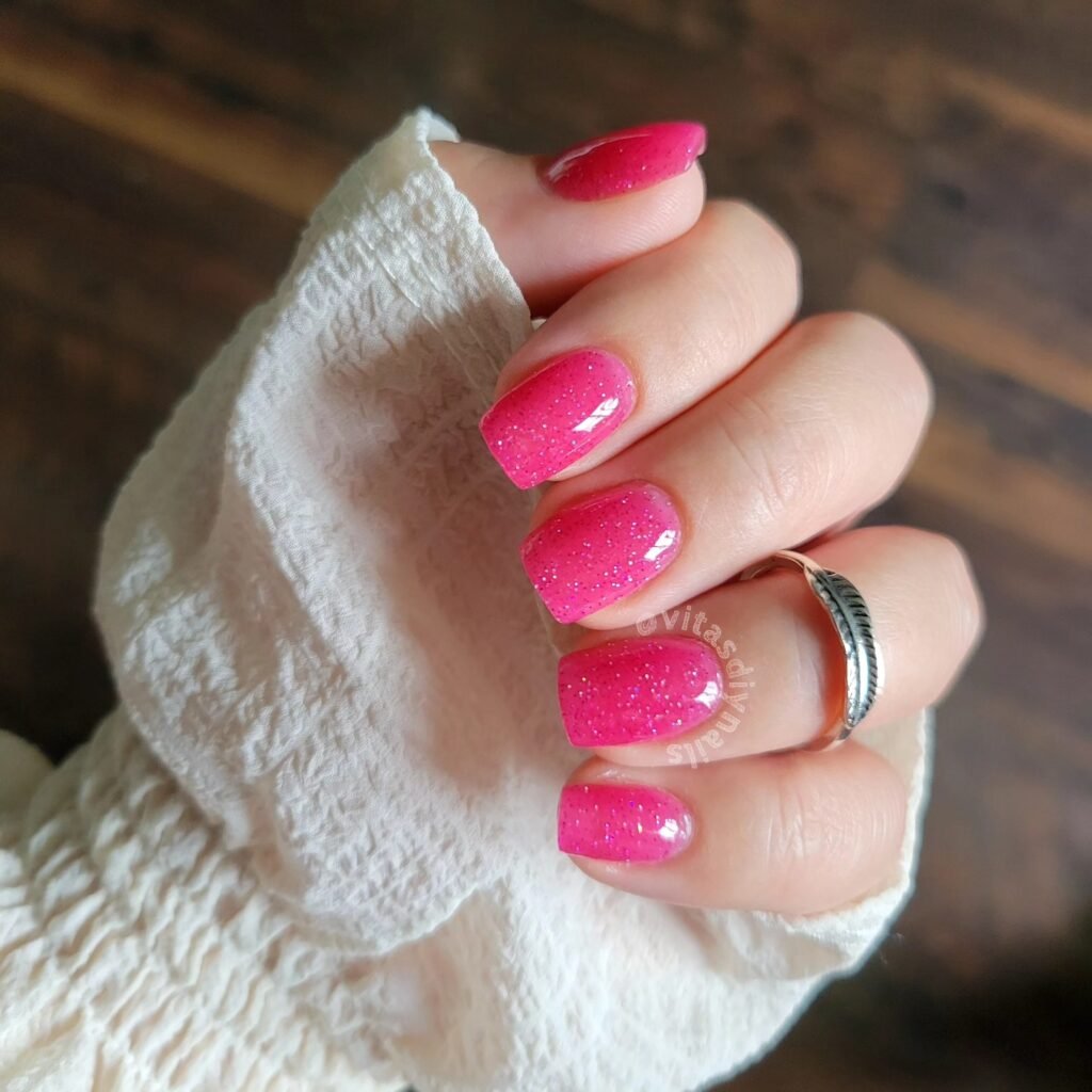Hot Pink Glitter Jelly nails
