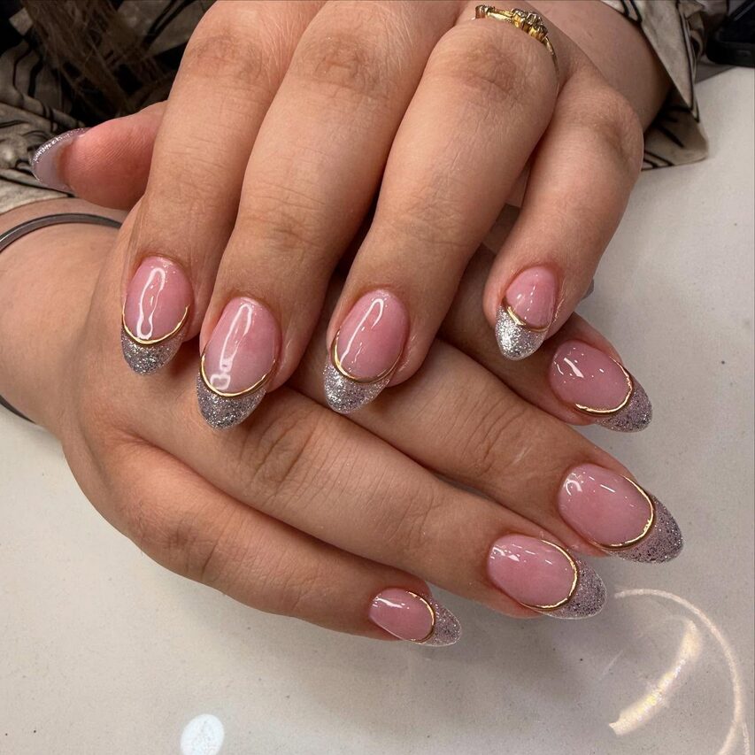 multi-color chrome french tips