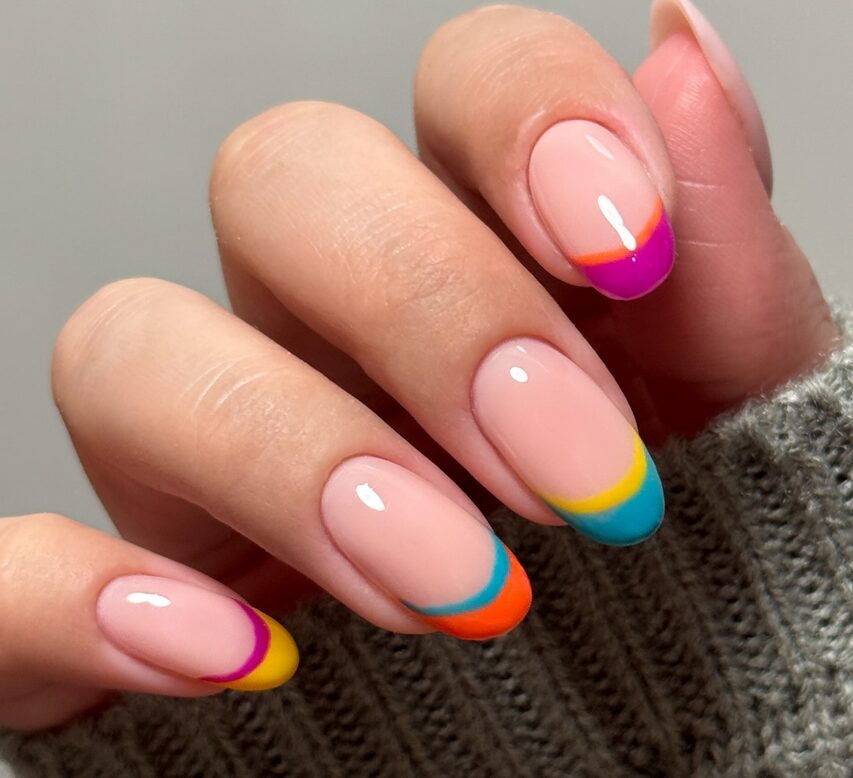 colorful french tip nails