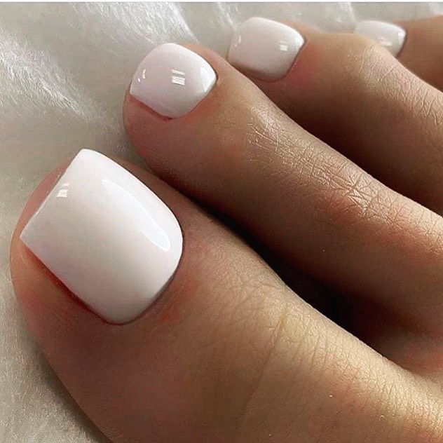 glossy milky white spring pedicure