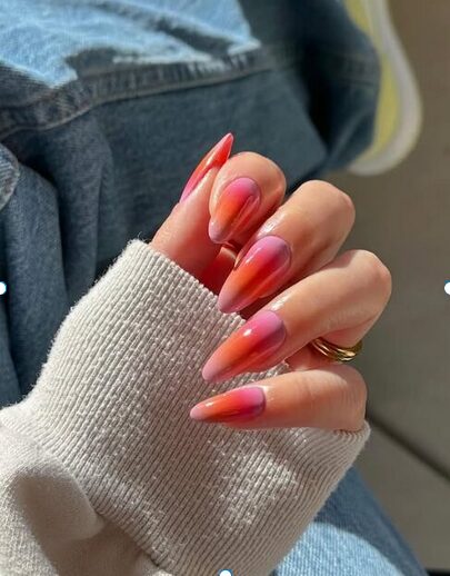 sunset colored nails on long length