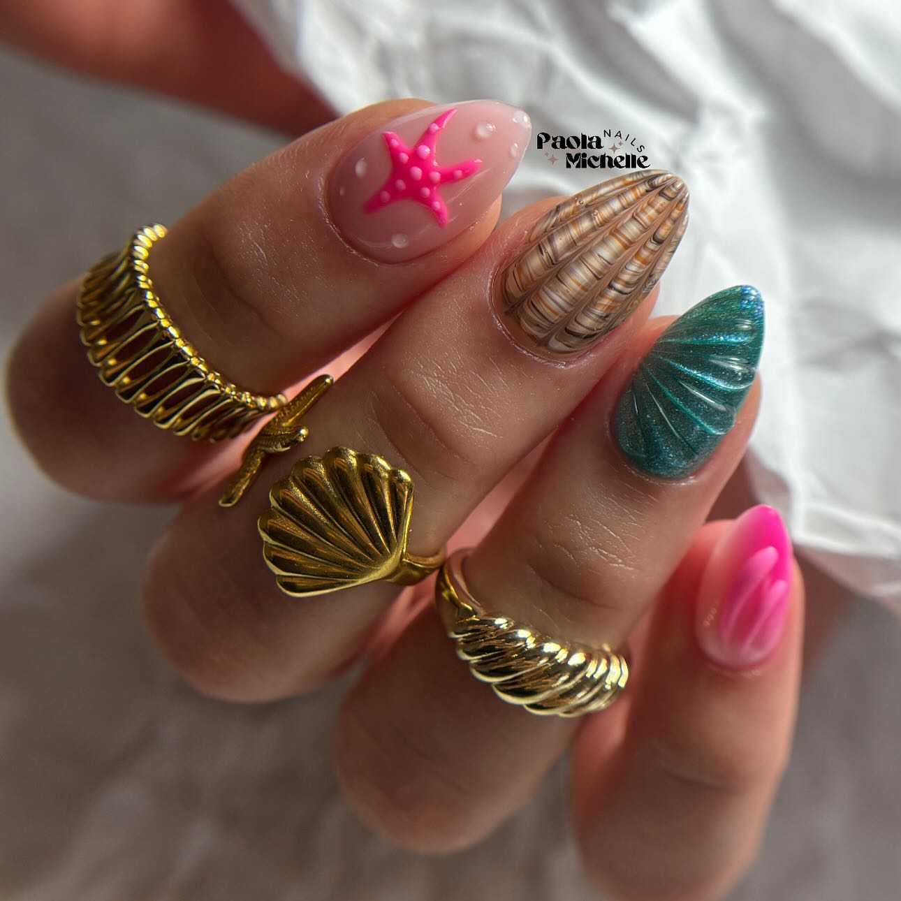 3D ocean nail art