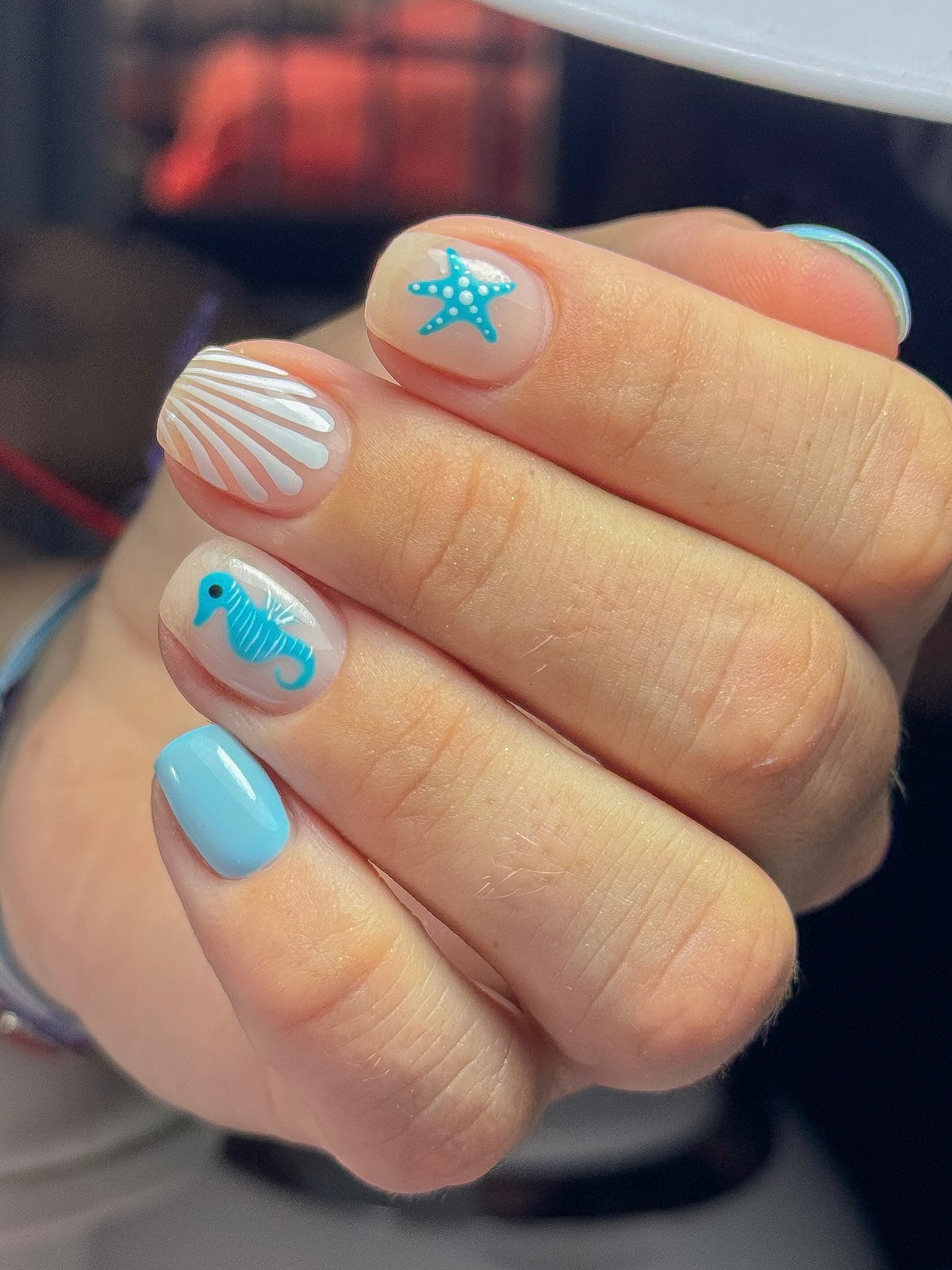 Baby blue French tip nails