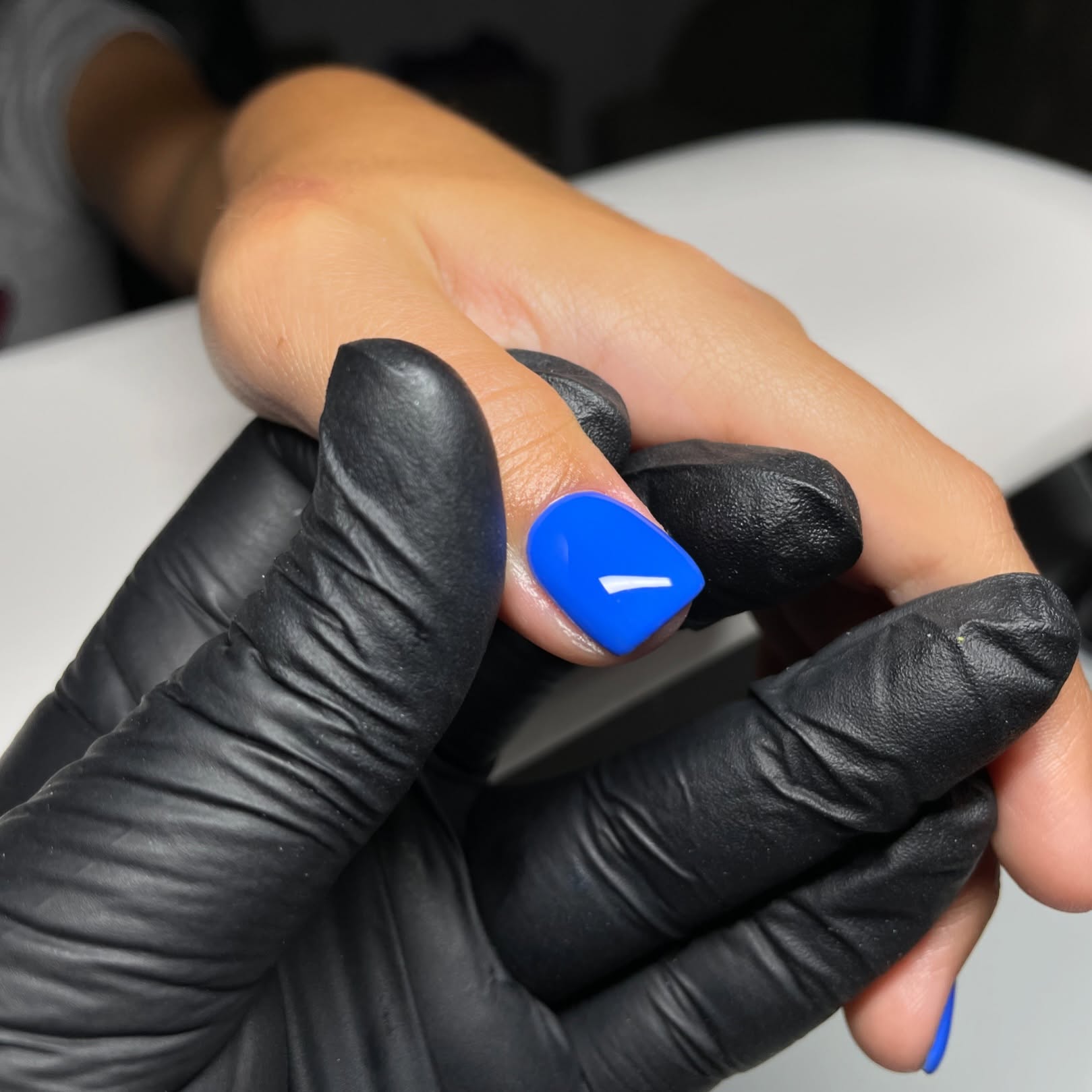 Bold cobalt blue solid nail color