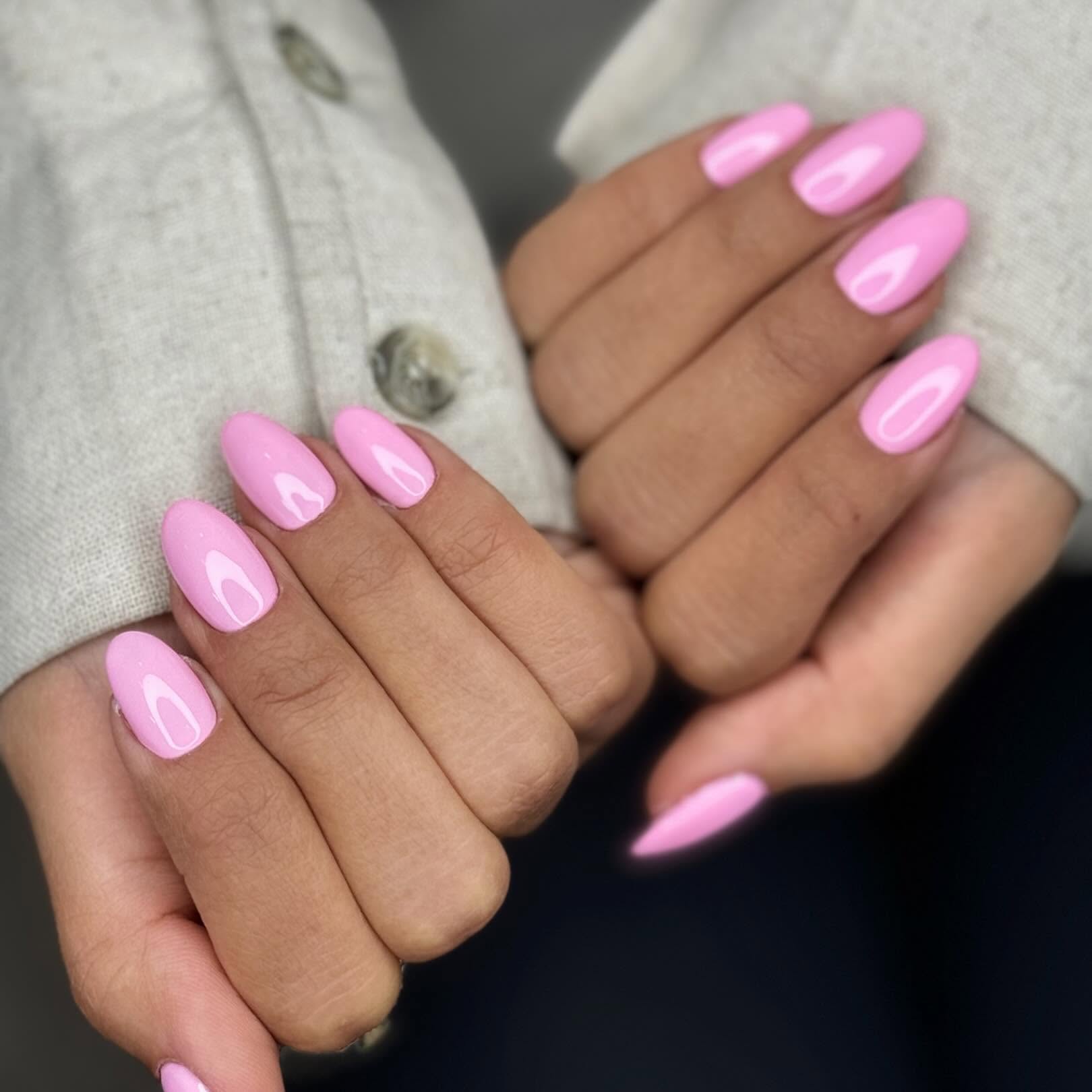 Bubblegum pink almond nails