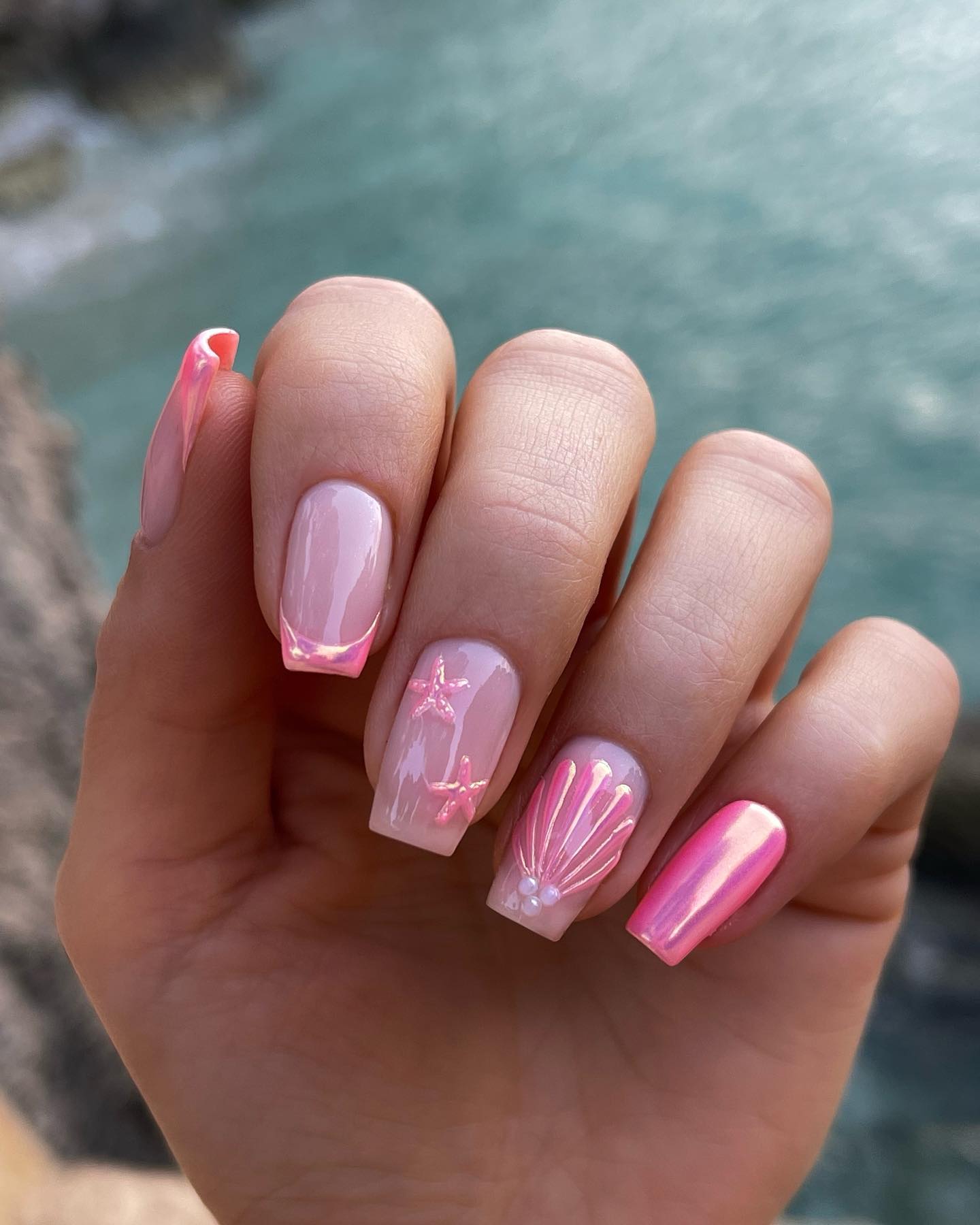 Chrome ombre nail extensions
