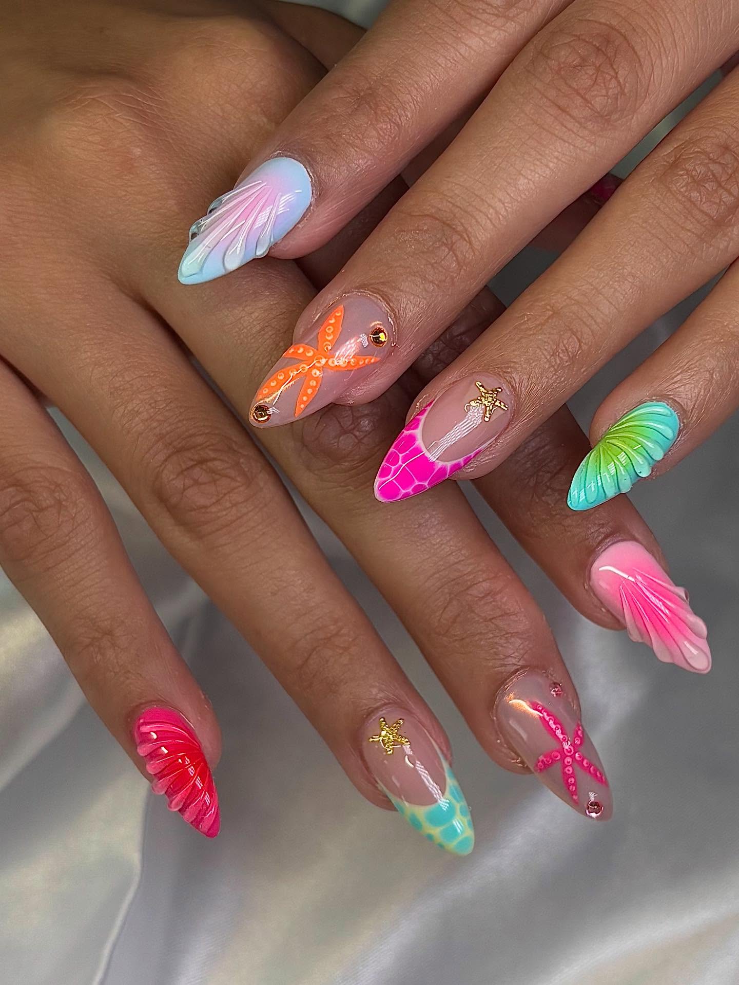 Clear chrome coffin nails