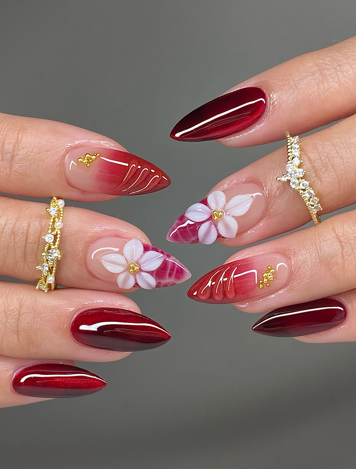 Color to nude ombre nails