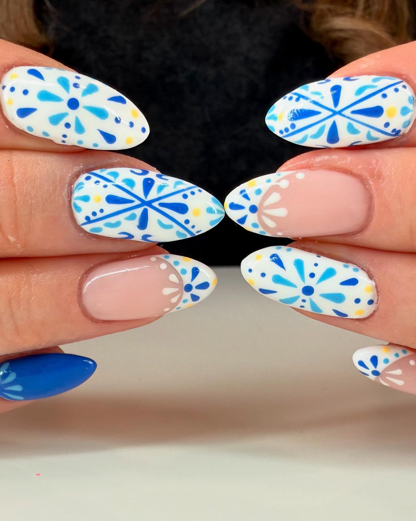 Coral ombre almond nail extensions