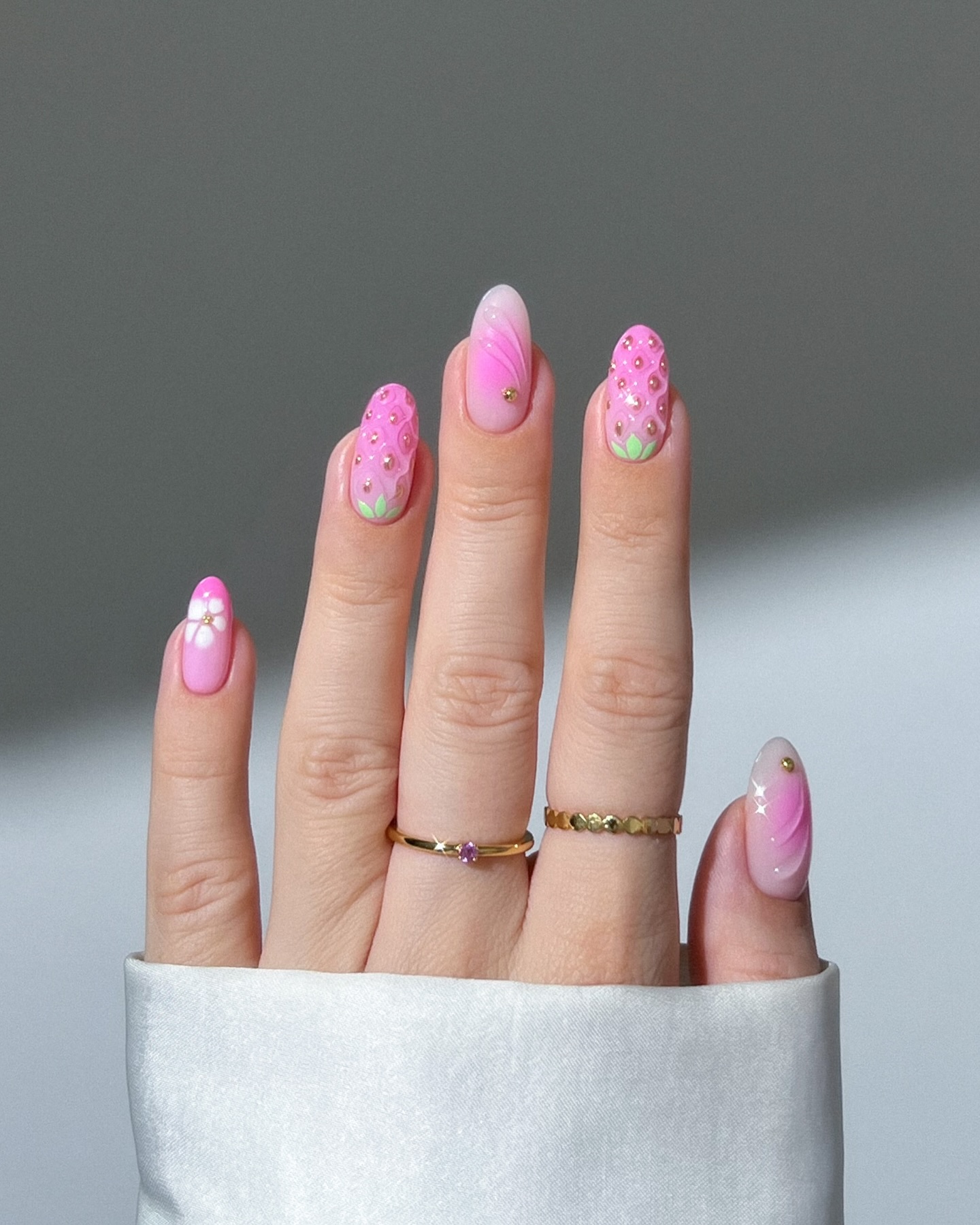 Dusty rose minimalist line nails