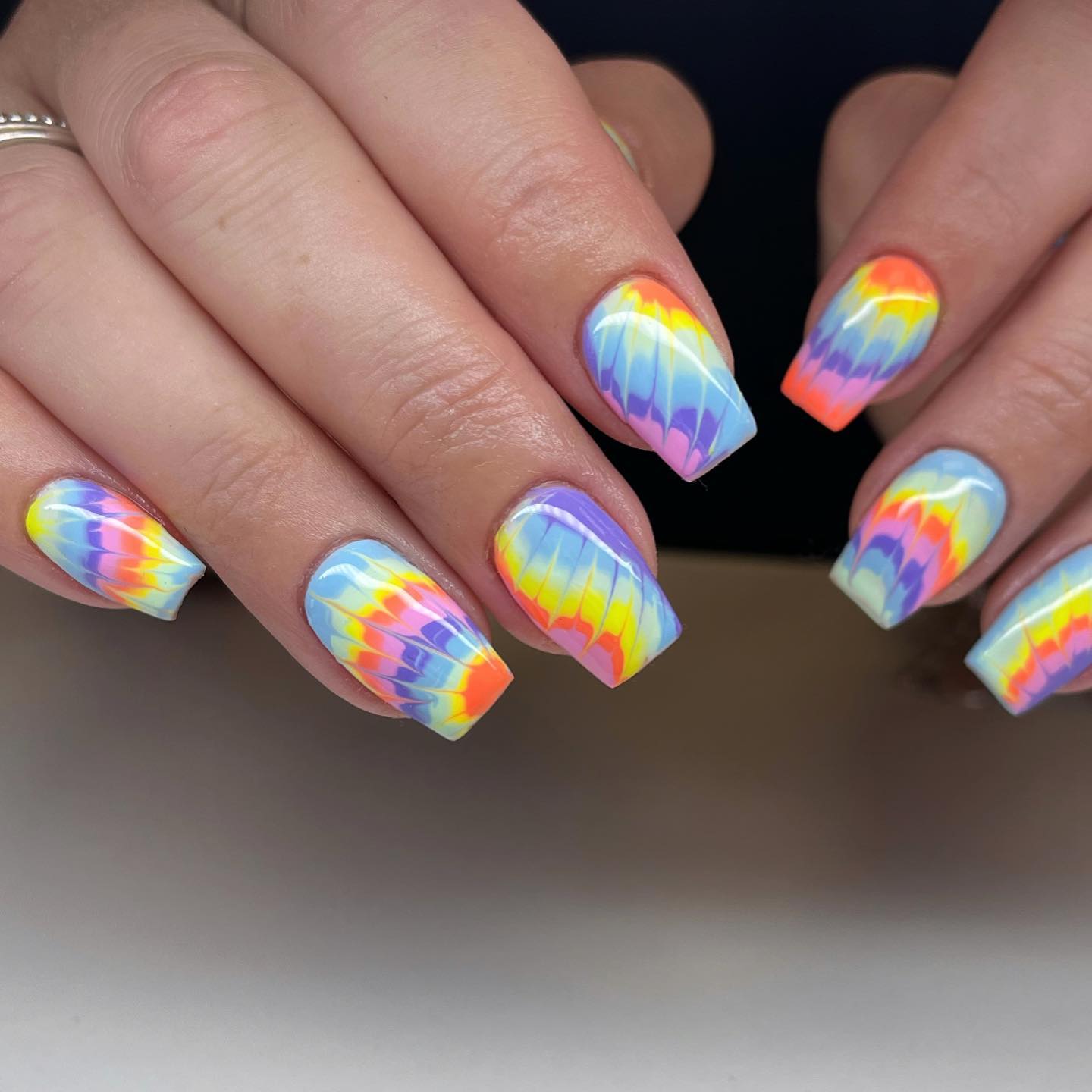 Hand painted floral nail extensions