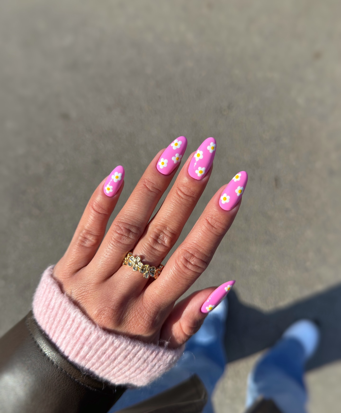 Hot pink chrome French tip nails
