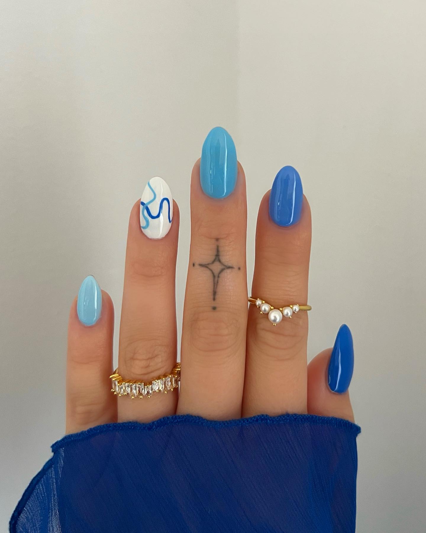Ice blue negative space nails