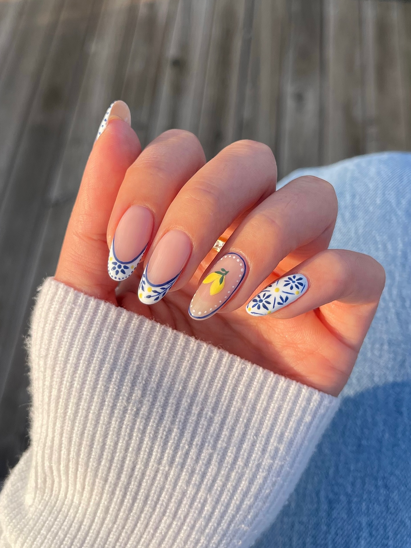 Lavender tip nails with details