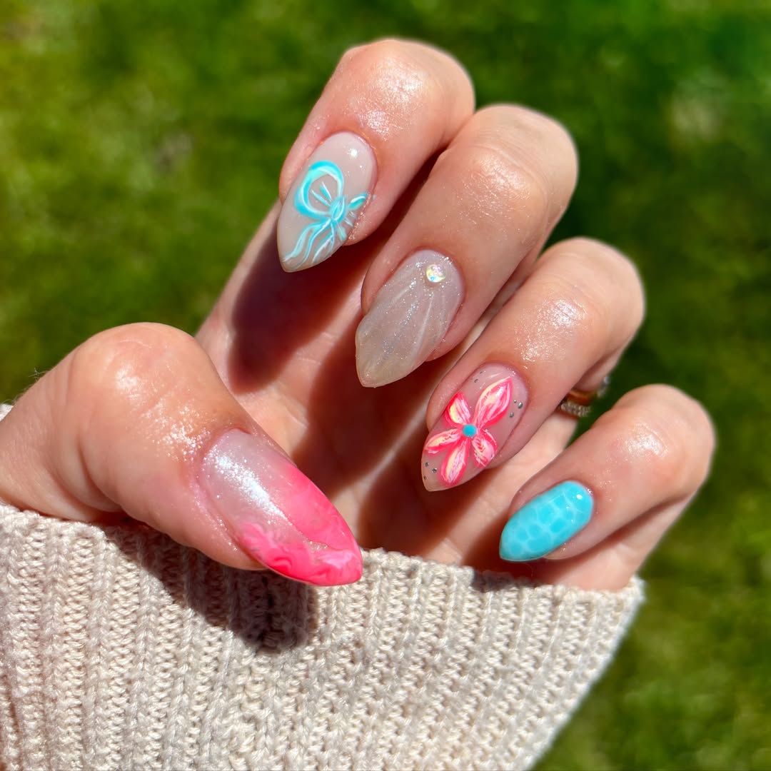 Mixed art summer nail set