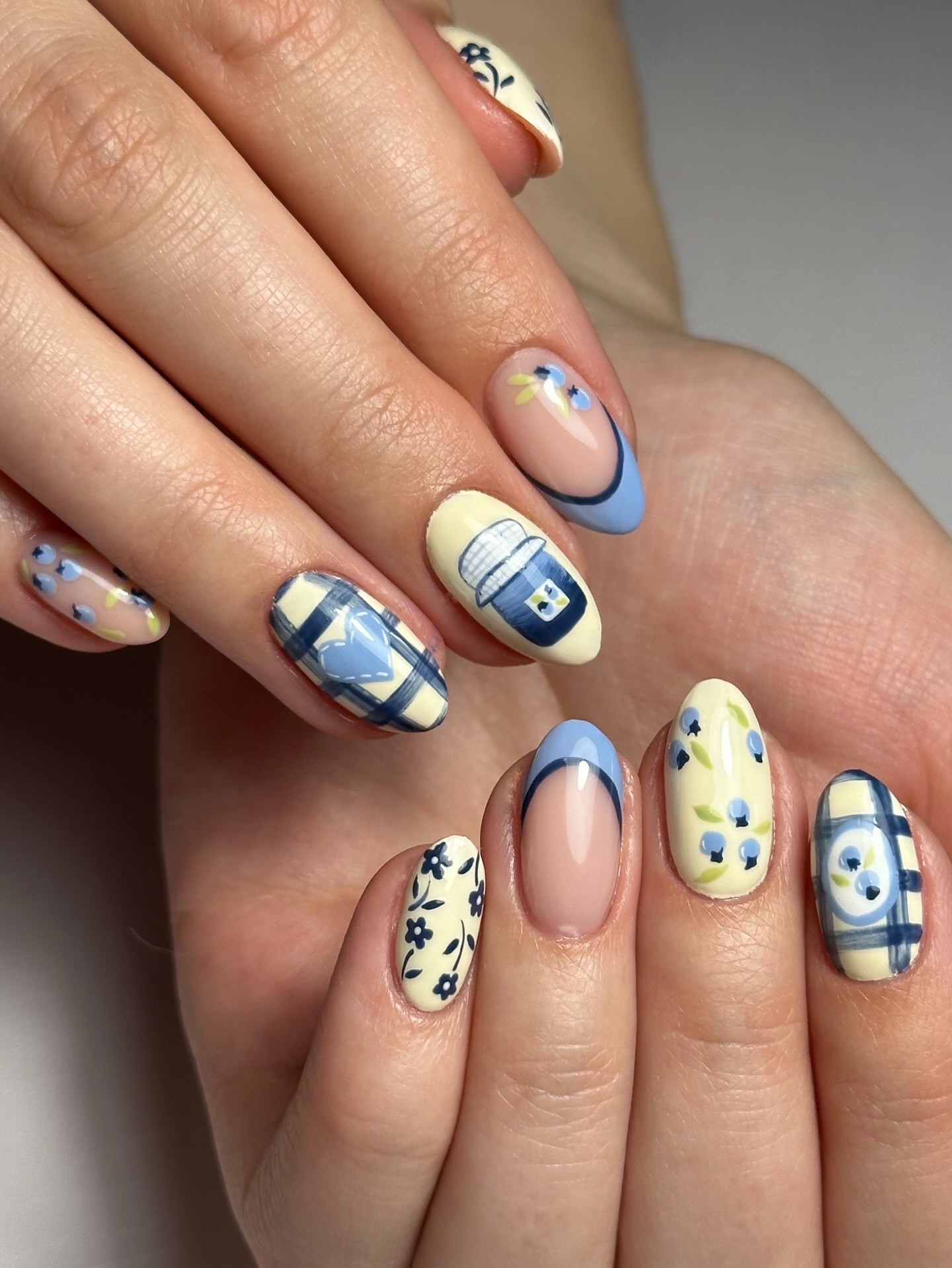 Muted teal almond shaped nails