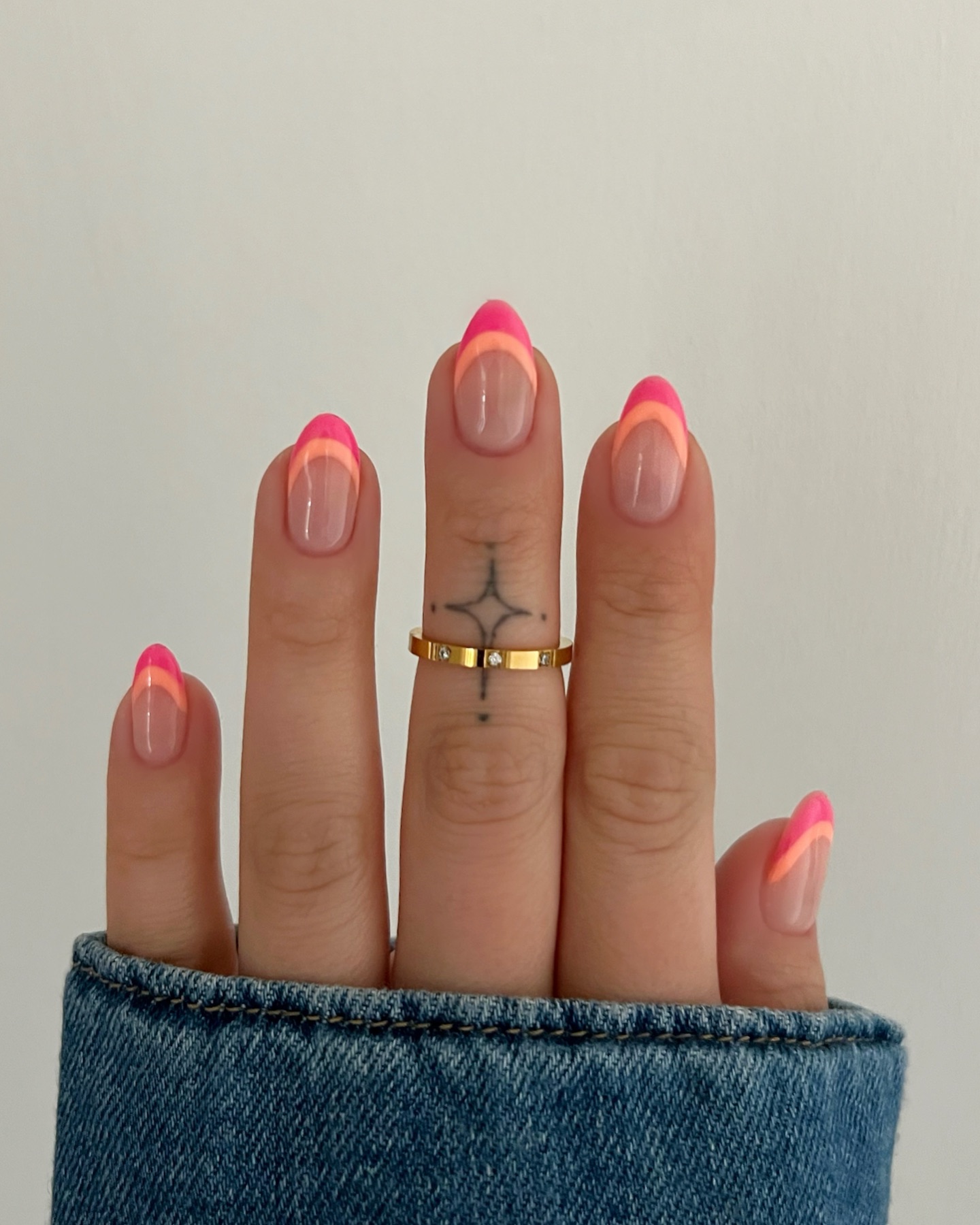 Neon double French tip nails