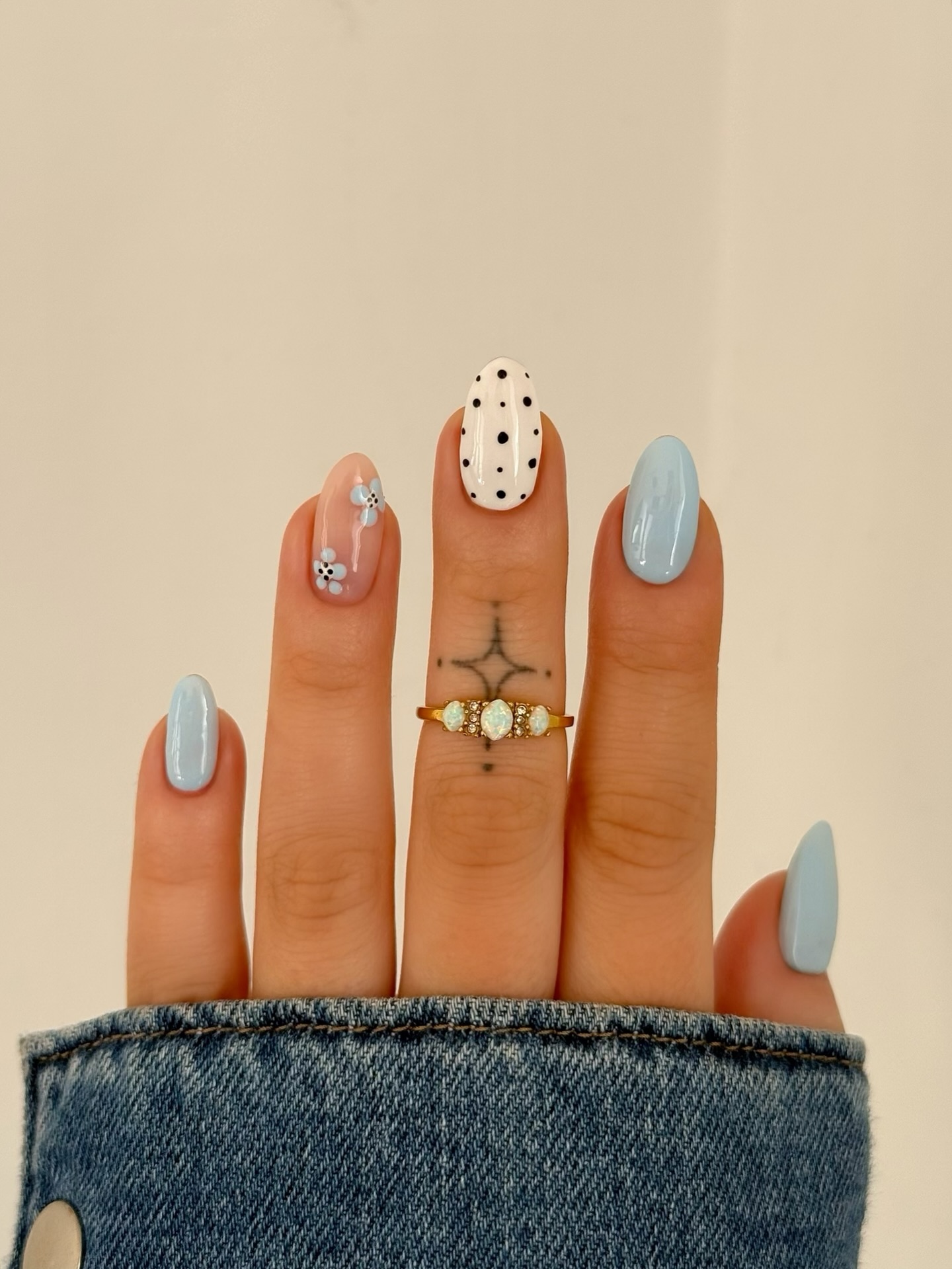 Periwinkle nails with pearl accents