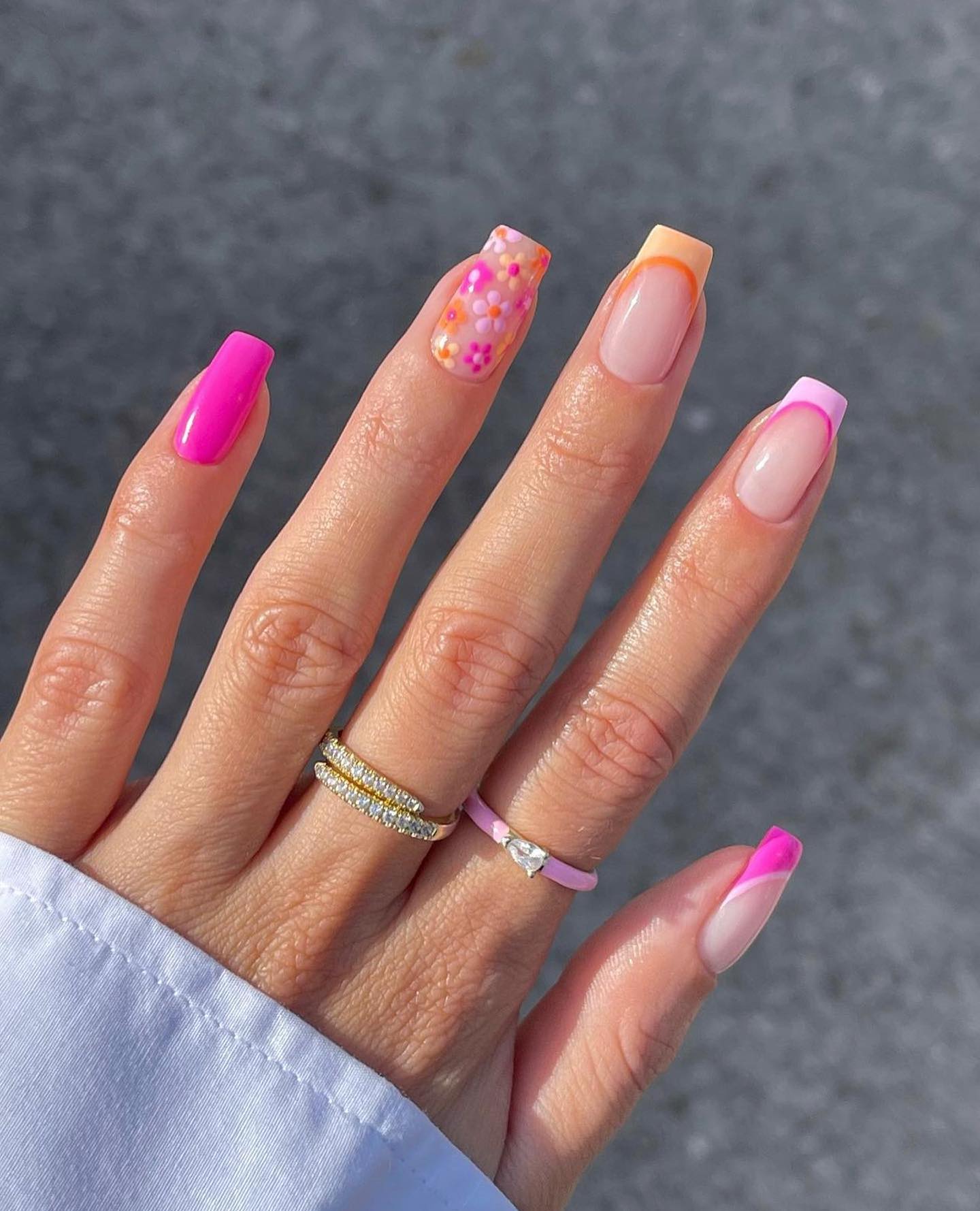 Pink butterfly watercolour nails