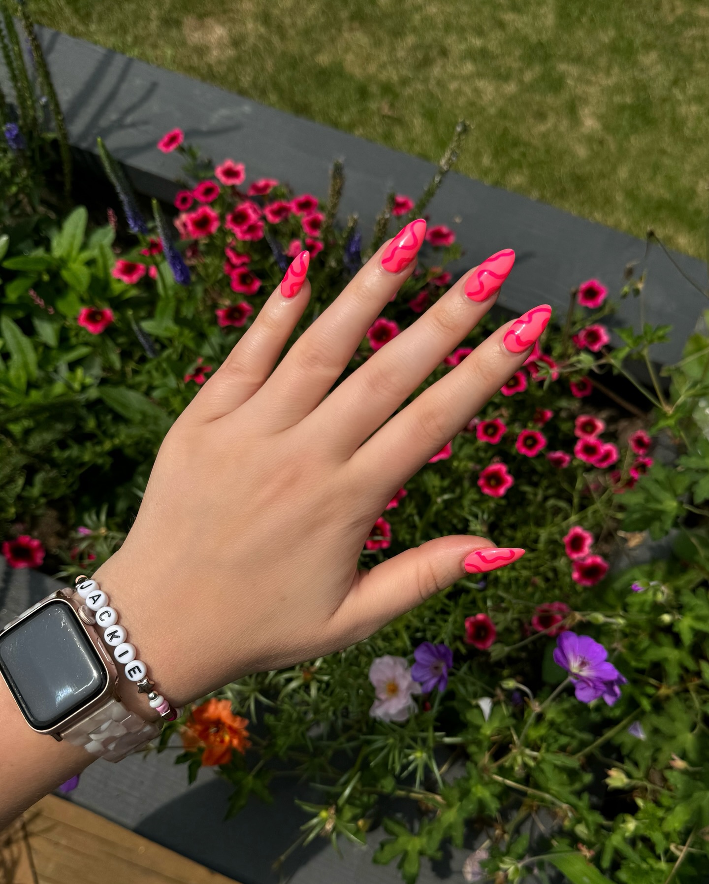 Pink glitter ombre tip nails