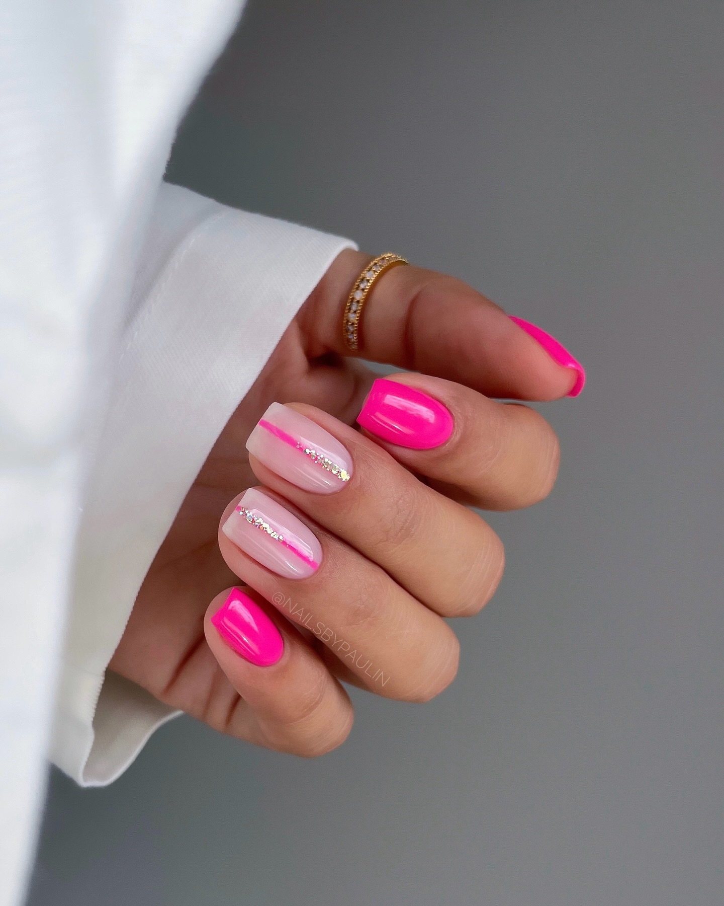 Pink marble long nail extensions