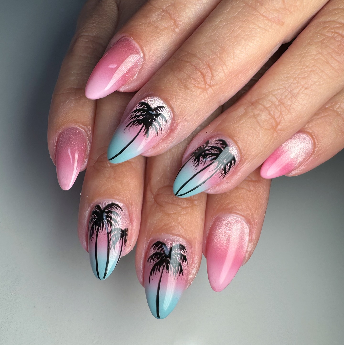 Pink negative space nail art
