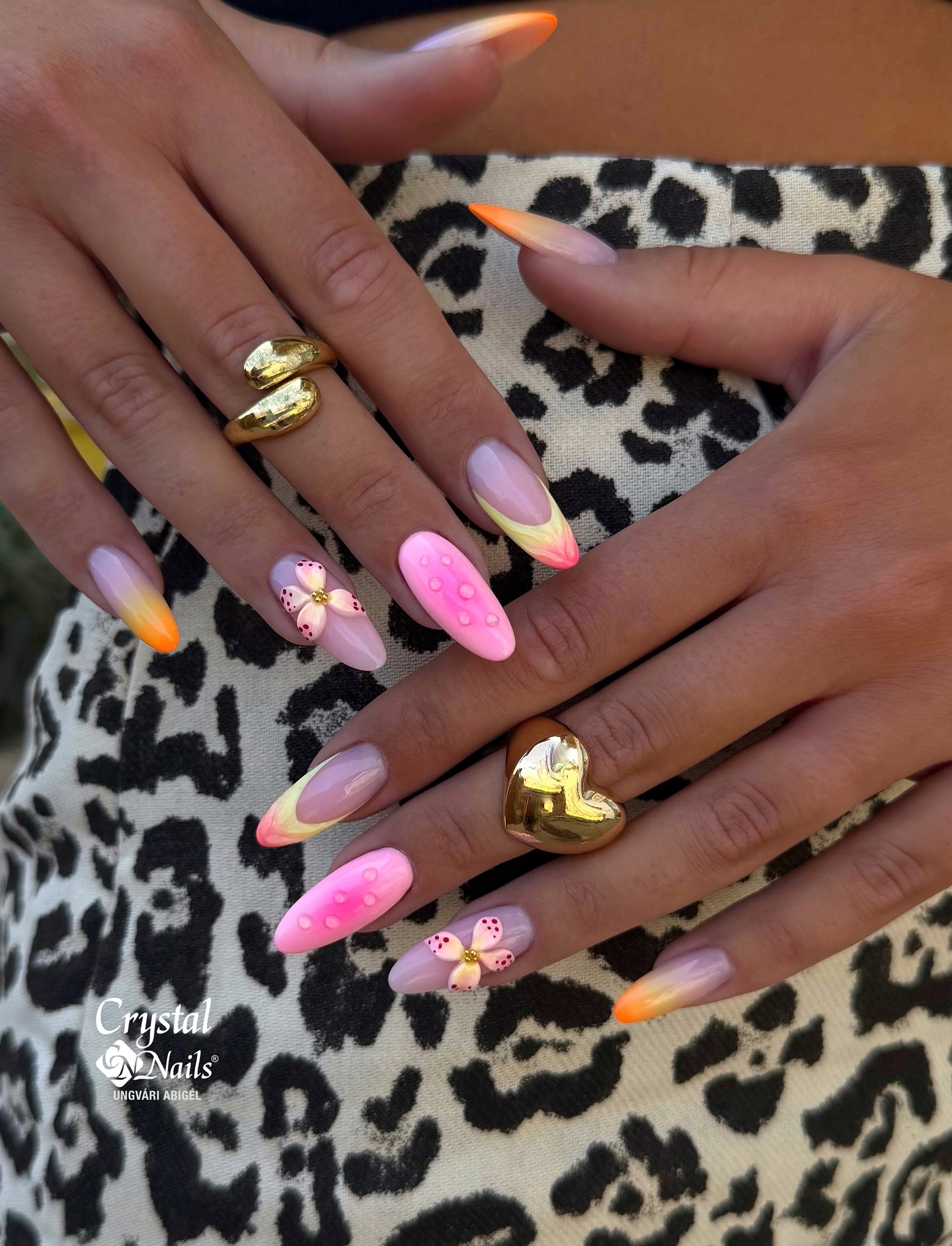 Pink swirl maximalist nail art
