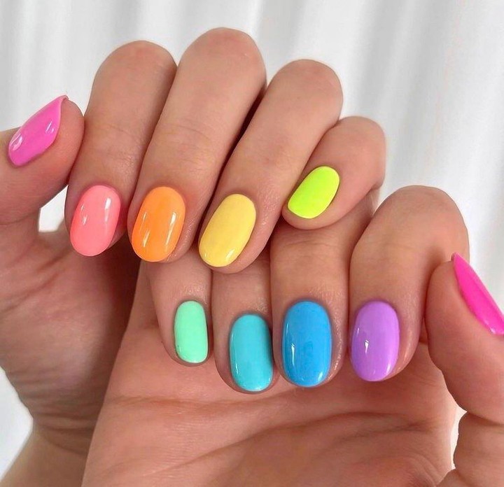 Rainbow skittles nails