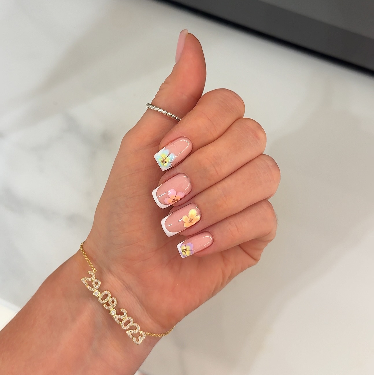 Russian manicure tip nails