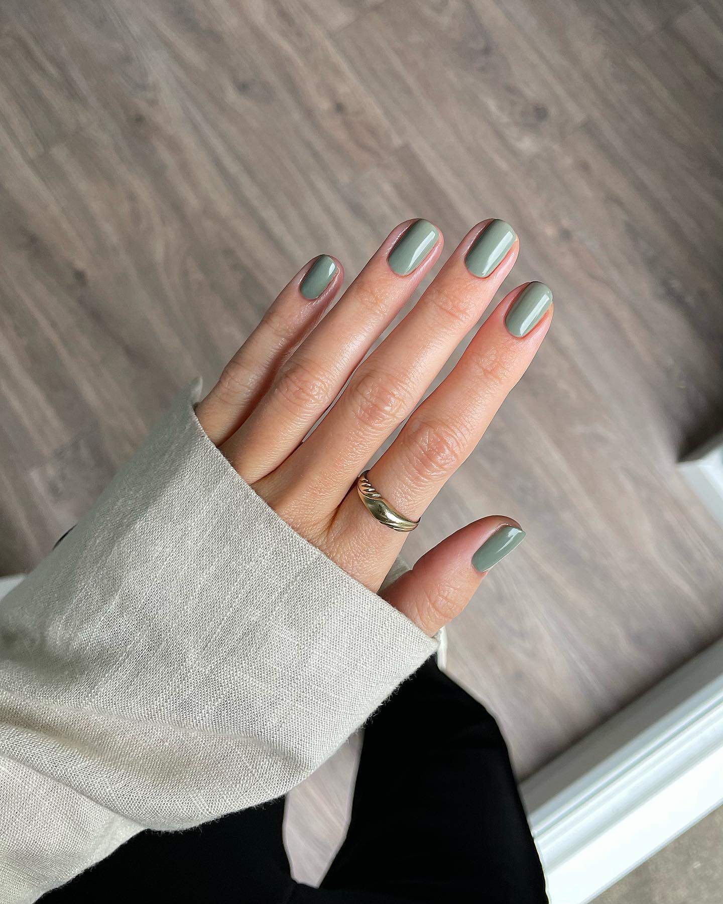 Sage green gel nails