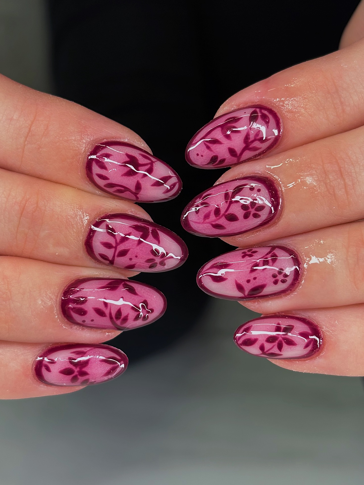 Saturated ombre almond nails