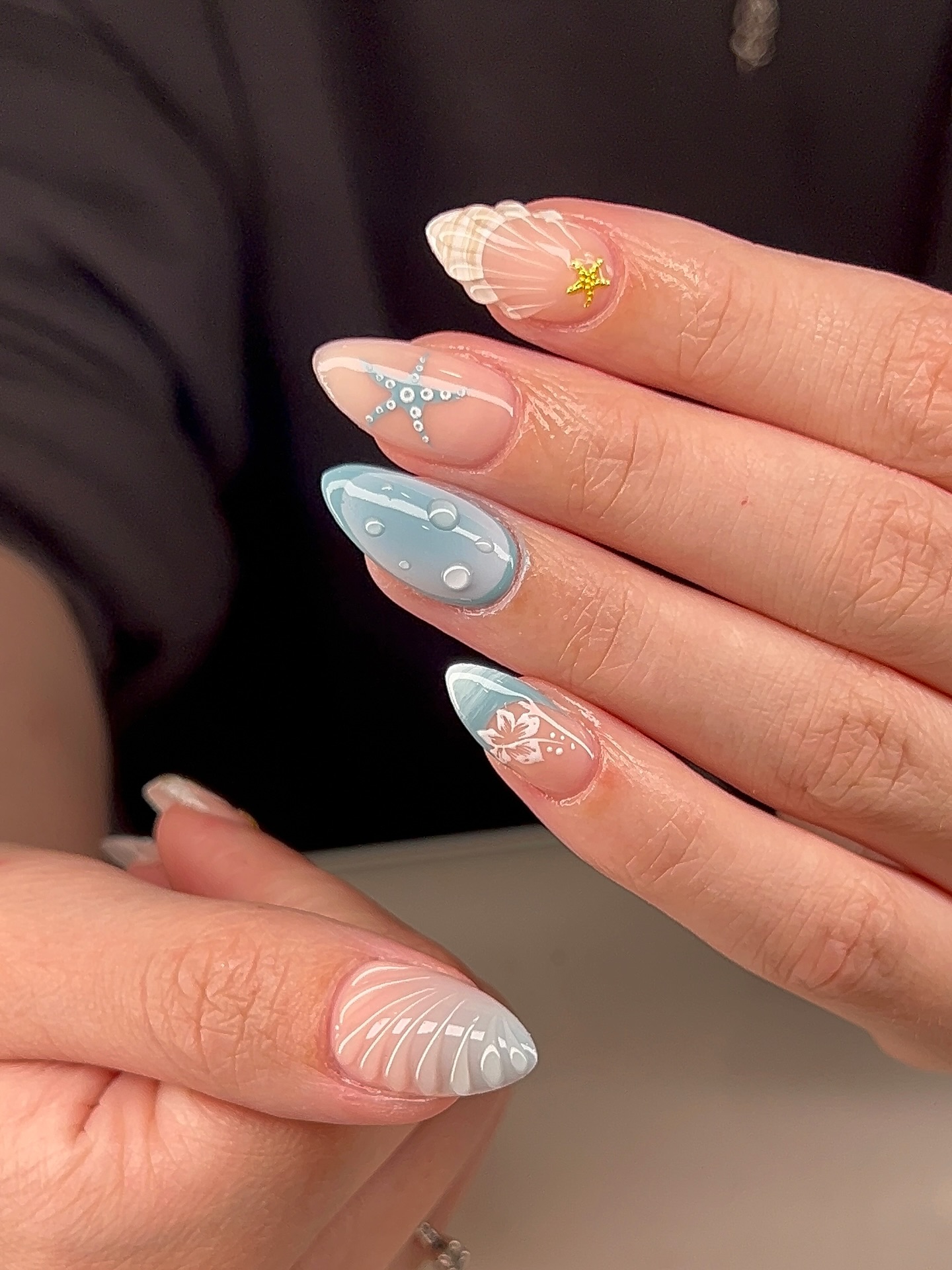 Slate blue square tip nails