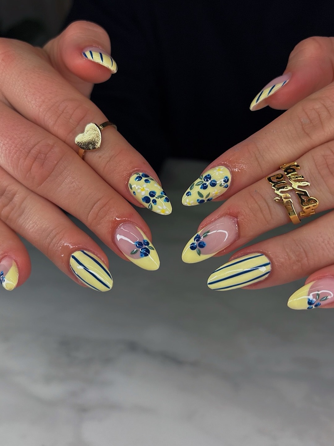 Turquoise French tip tropical nails