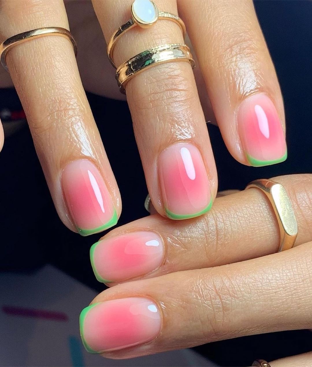 Watermelon French tip nails