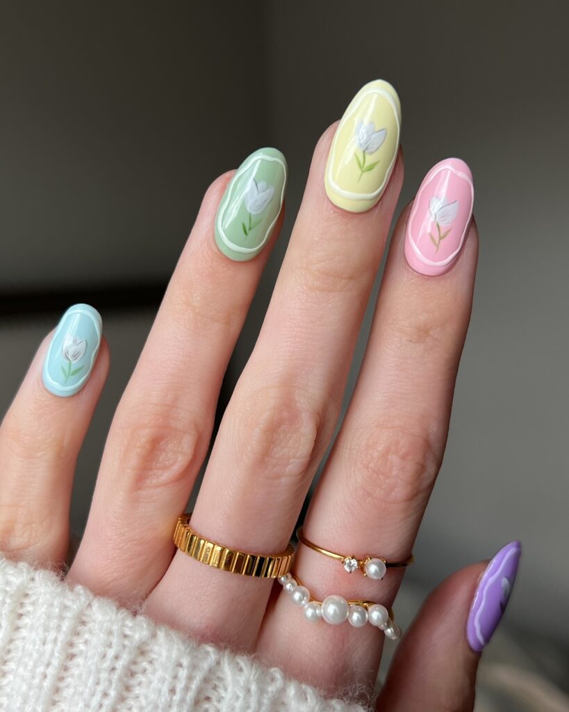 Pastel Tulip Tablets Nails