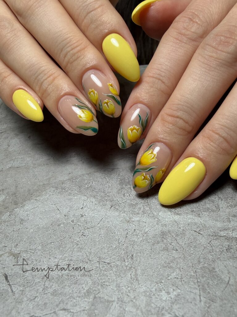 Sunshine Yellow Tulips Nails