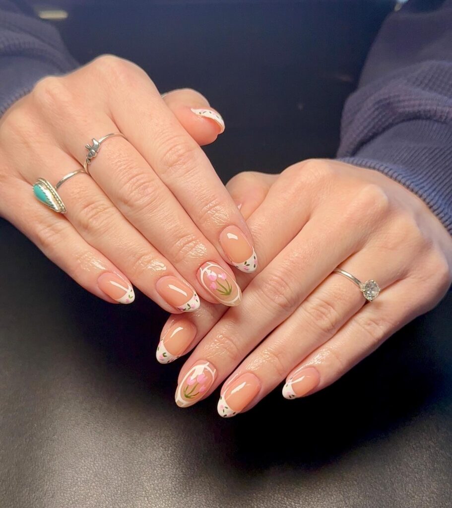 Peach Tulip French Nails