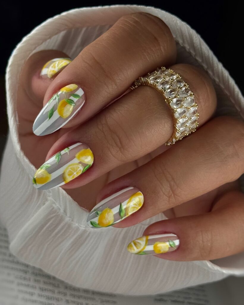 Sheer Stripe Botanicals Nails