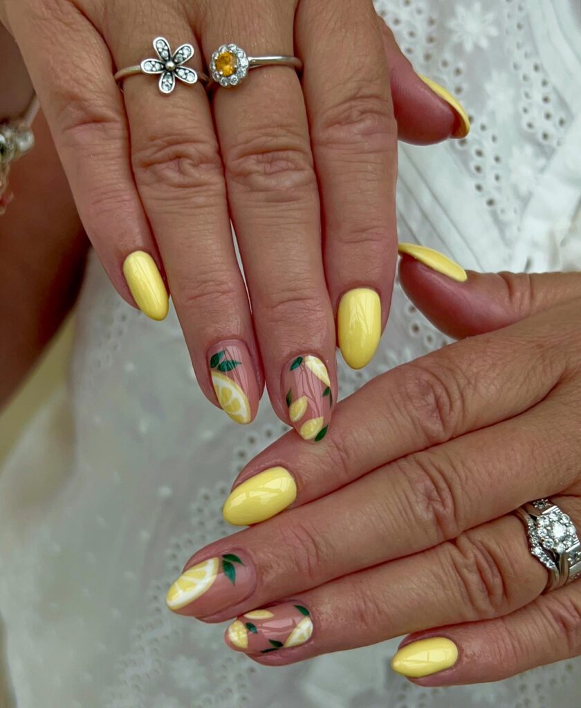 Lemon Grove Almond Nails